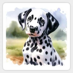 Watercolor Dalmatian Puppies Painting - Cute Puppy Sticker